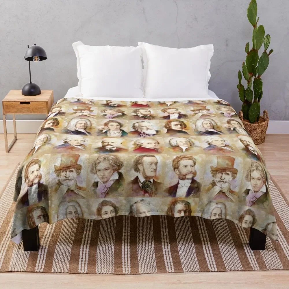 Composers: Mozart, Bach, Beethoven and more Throw Blanket for babies Bed covers anime Softest Blankets