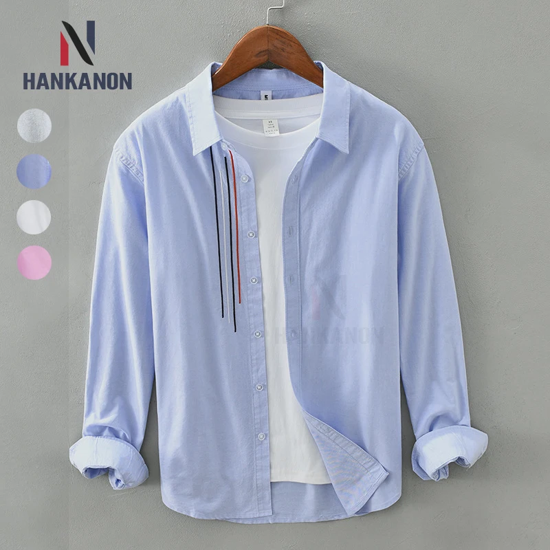 Men's Cotton Shirt, Korean Casual Long Sleeve Shirt, Japanese Style All-Matching Camping Outdoor Jacket