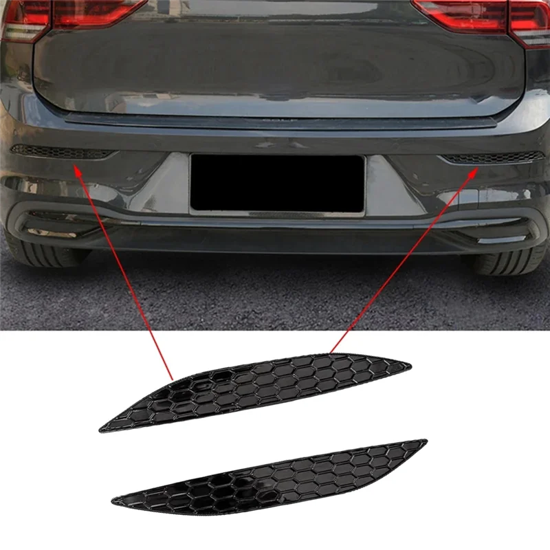 2Pcs Honeycomb Tail Rear Fog Light Cover Trim Sticker for Golf MK7 7R/ 2014-2018 Rear Bumper Strips