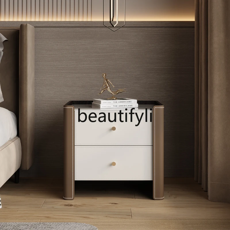 Slate bedside modern light luxury bedside storage Italian bedroom bedside storage cabinet