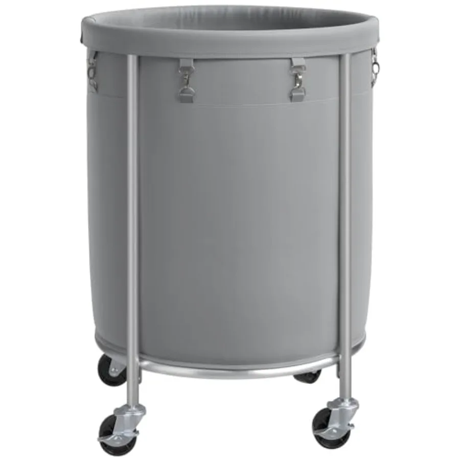 

45 Gallons Rolling Laundry Basket with Wheels and Removable Bag Durable Steel Frame Round Laundry Cart with 4 Swivel Casters fo