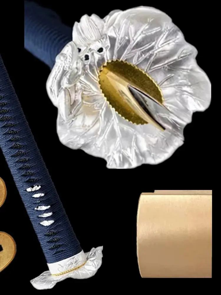 27cm Dark Blue Handle Tsuka Set Frog Tsuba Copper Menuki/Seppa Fittings For Japanese Sword Katana Wakizashi Fittings