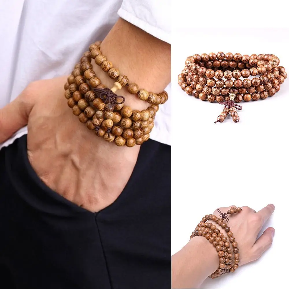 NEW Hot Sale Beads Tibetan Buddhist Wooden Wenge Buddha Rosary Prayer Beads Mala Bracelet