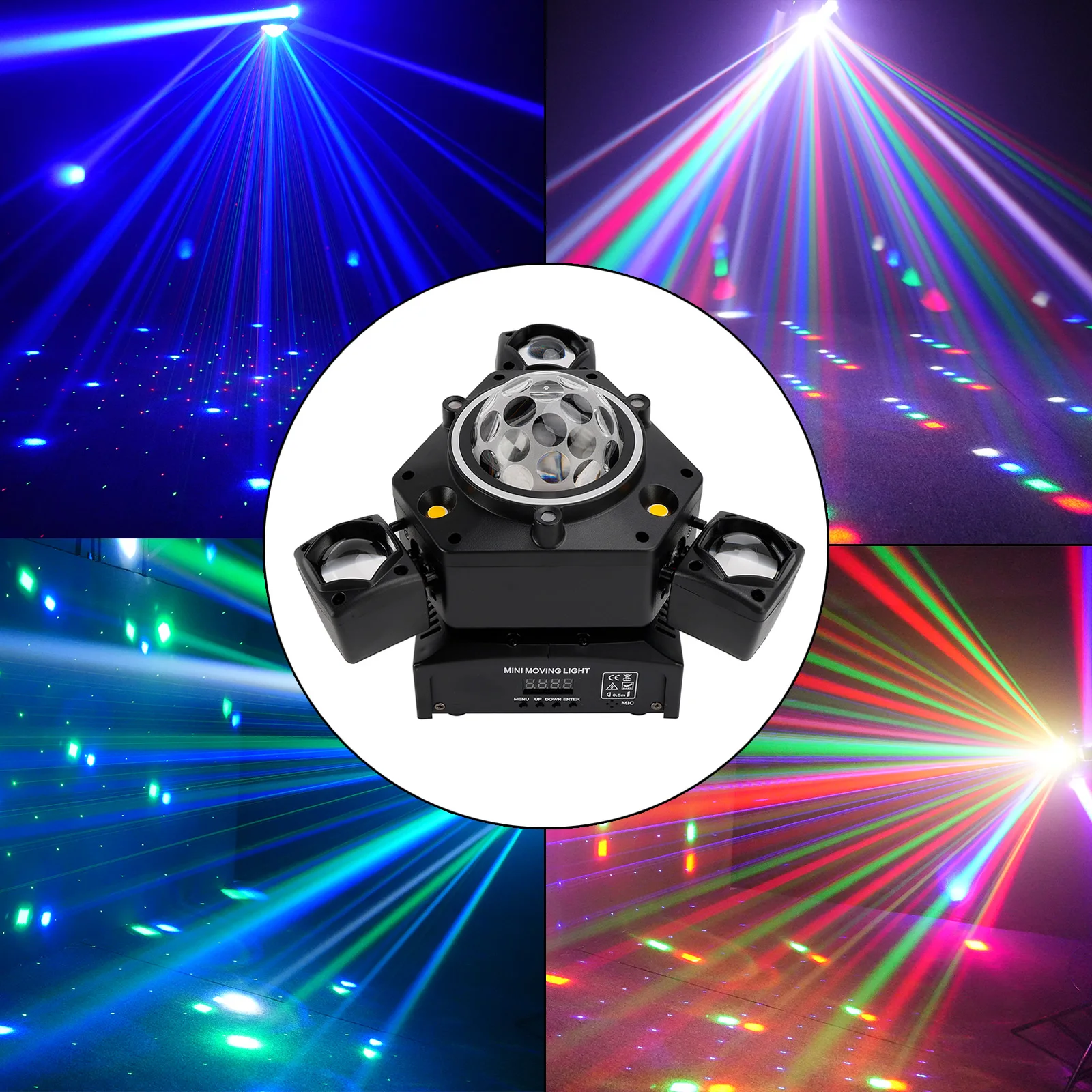 

Светодиодный сценический светильник с тремя головками, подвижный головной светильник с лазерной дискотекой DJ