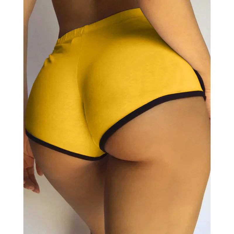 شورت جميل للجري واليوجا ذو لون سادة وقصة ضيقة، سروال ساخن مقاس كبير