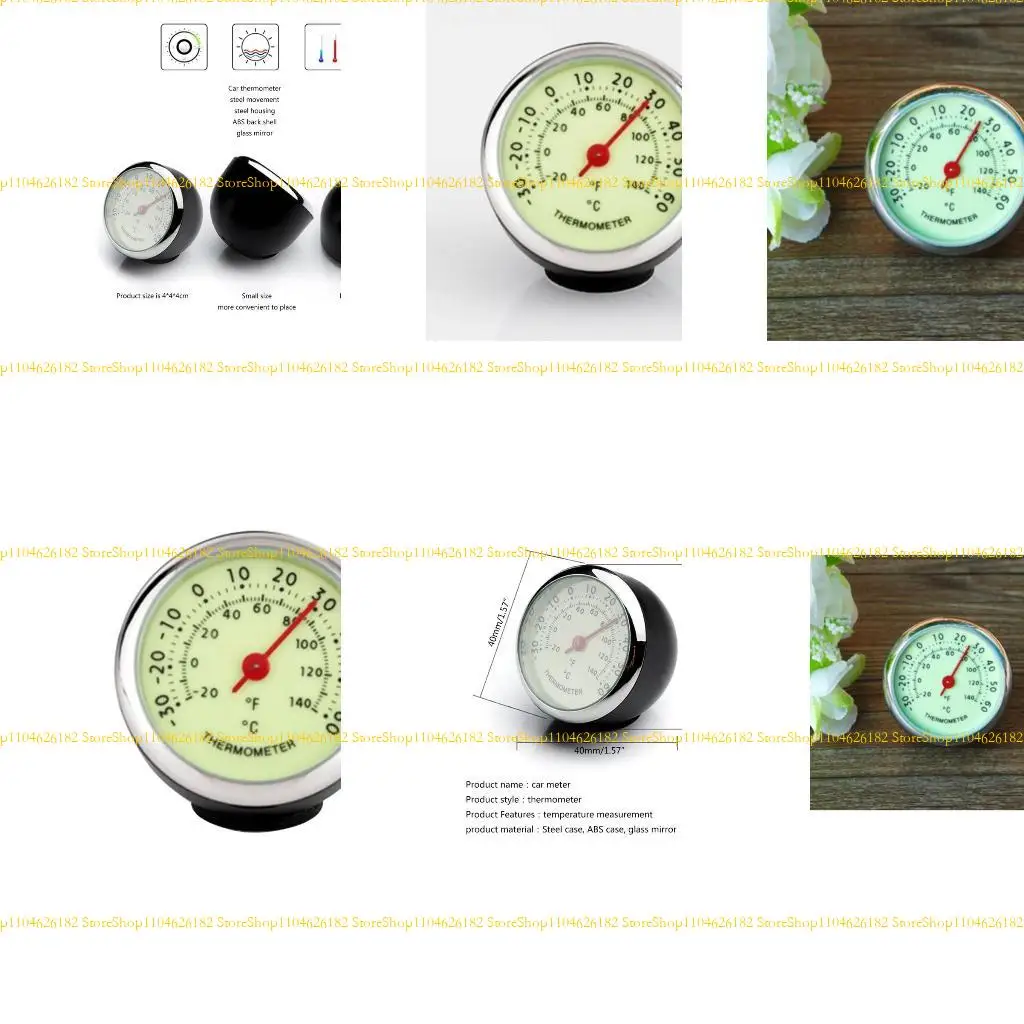

Q2Q4 Round Thermometer with 40mm Panel Diamter Stick-on Temperature Gauge 40mm Panel Diamter for Automobile Household Office