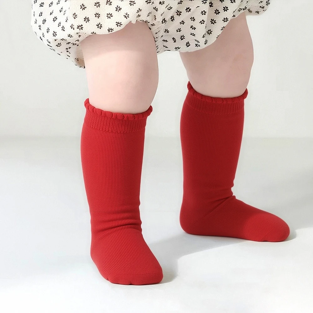 New Baby Stocking Toddlers Knee High Socks Children Girls Long Tube Sock Cotton Ruffle Spanish Style Knitted Kids Floor Socks