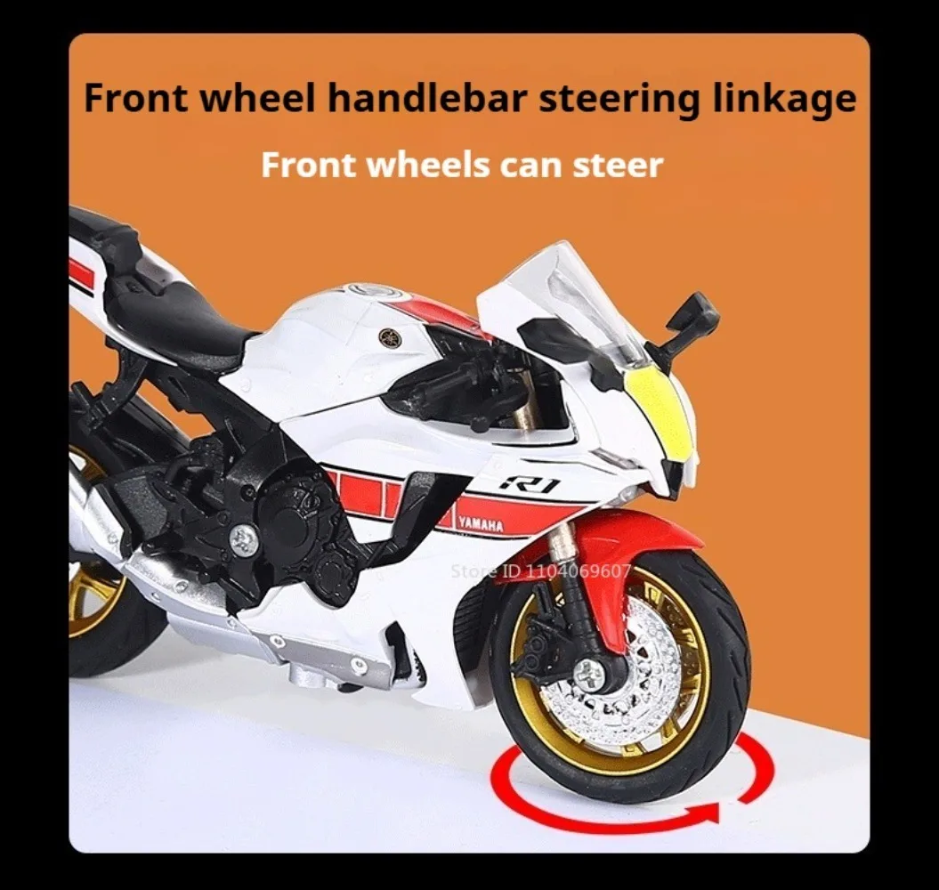 1:18 Honda CBR1000RR GSX1000R R1 Motorrad Spielzeug Modell Rad Lenkung Versenkbare Stativ Motorrad HAYABUSA Lernspielzeug – Detail 3
