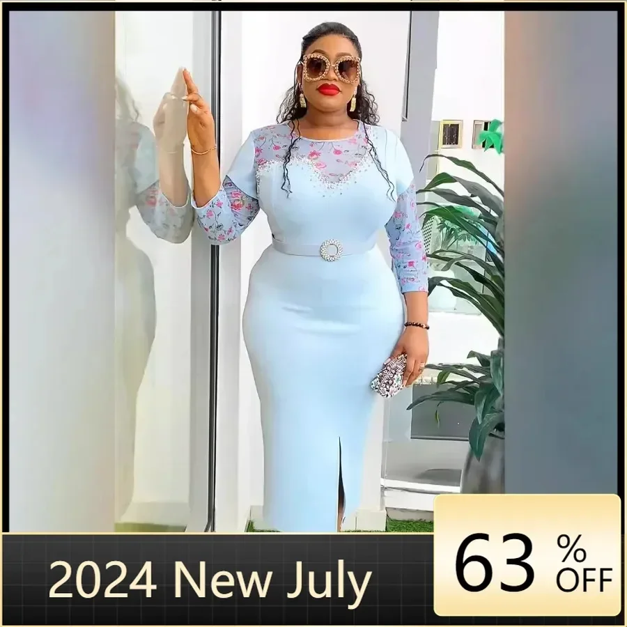 

Elegant Plus Size African Party Dresses for Women 2024 Fashion Dashiki Ankara Print Wedding Gowns Muslim Maxi Dress Outfits