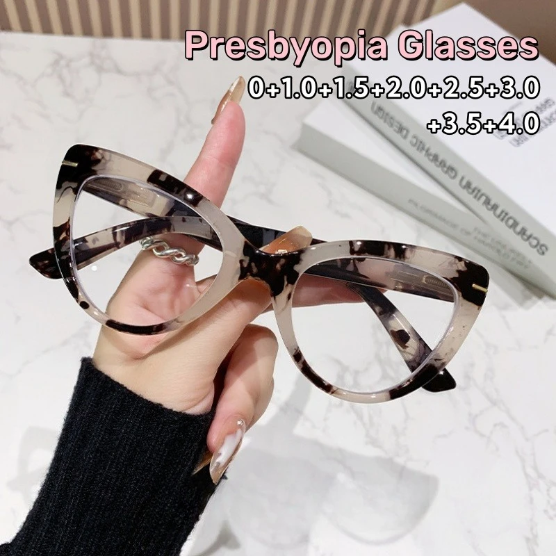 

Large Framed Cat Eye High-definition Reading Glasses Sturdy and Durable Blue Light Blocking Eye Protection Eyeglasses 0 TO +4.0