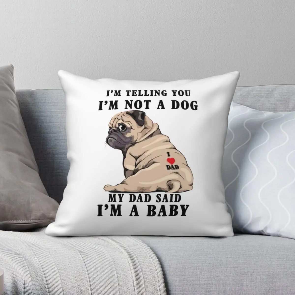 I'm Not A Dog Square Pillowcase Polyester Linen Velvet Pattern Zip Decorative Throw Pillow Case Room Cushion Cover Wholesale 18