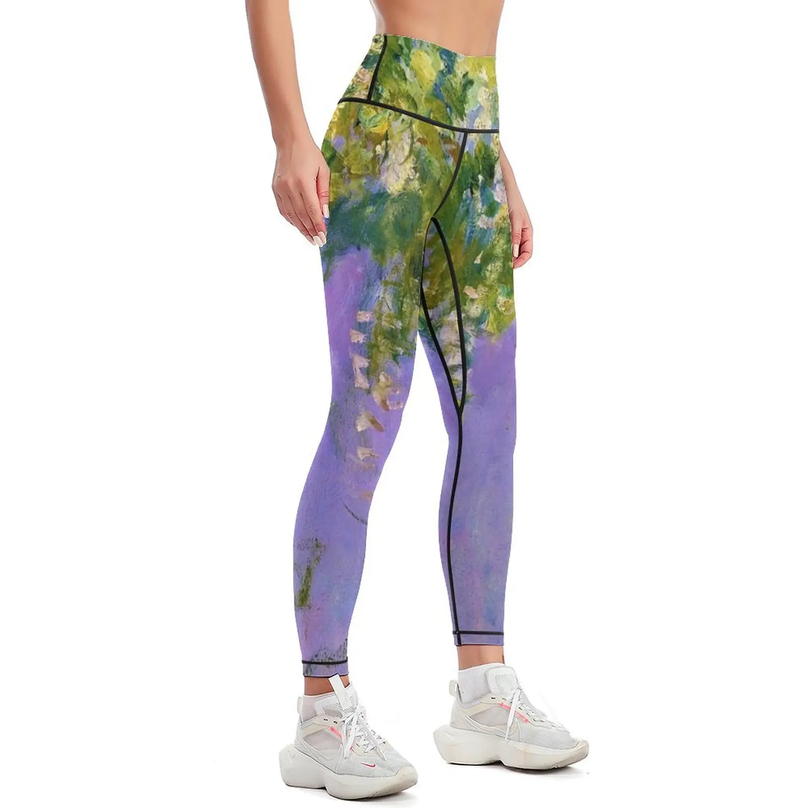 Claude Monet Wisteria, 1920 (left side) Leggings high waist Women's gym Women's sports pants Womens Leggings