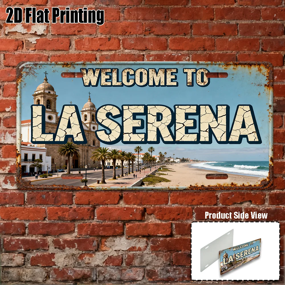 2D Flat,1pc, Retro Aluminum Sign, Yard Signs & Wall Art , La Serena Themed Sign, City - Themed Distinctive