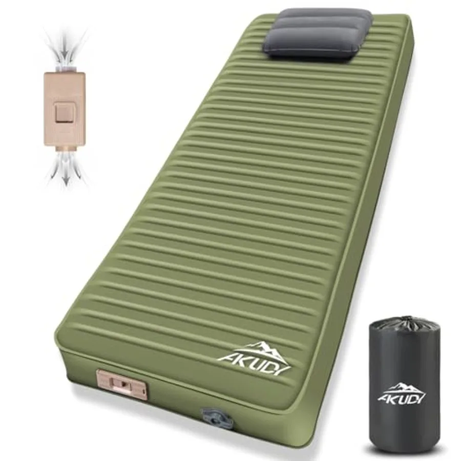 

Self Inflating Sleeping Pad with Electric Pump 4" Ultra-Thick Memory Foam Camping Pad with Pillow 9.5 R-Value Insulated Camping