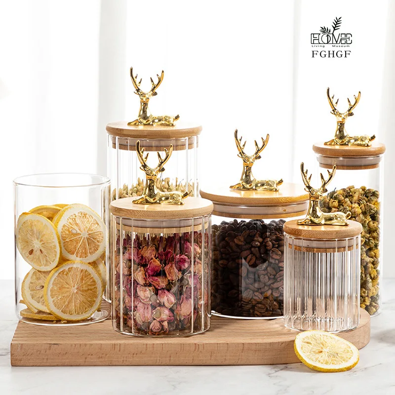 

Light Luxury Moose high borosilicate glass jar Lovely tea Wholesale candy jar Storage Clear glass sealed jar