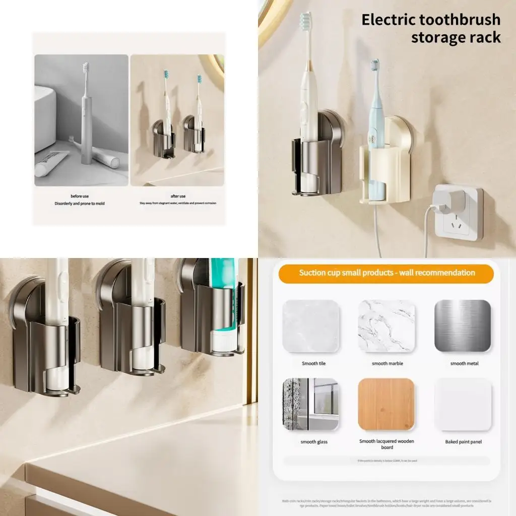

652F Secure Hugging Structure Toothbrush Organizers Suction Mount Shelf Space Savers