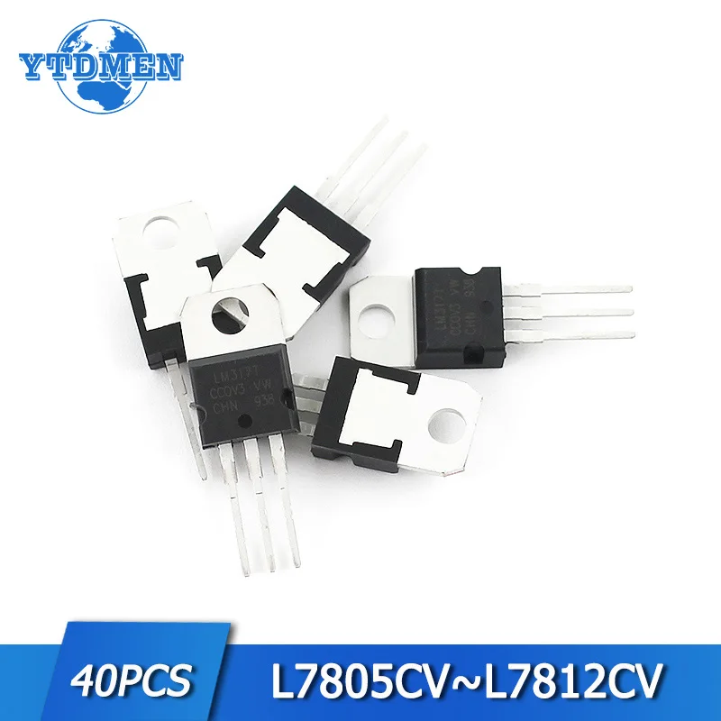 40pcs/lot Voltage Regulators IC TO-220 L7805 L7905 LM317 L7909 L7806 L7815 L7809 L7812, 8 valuesX5pcs Transistor Assorted Kit