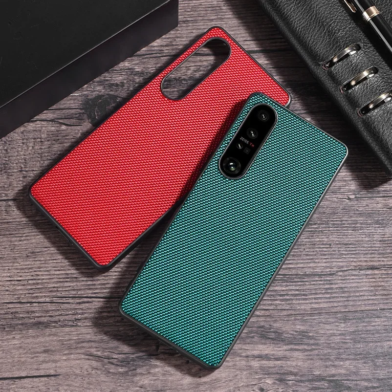 Touch Feel of Nylon Pattern Cloth Case for Xperia 5 V 1V 10 V 10IV 5 III 10 III Hard TPU Phone Shockproof Back Cover