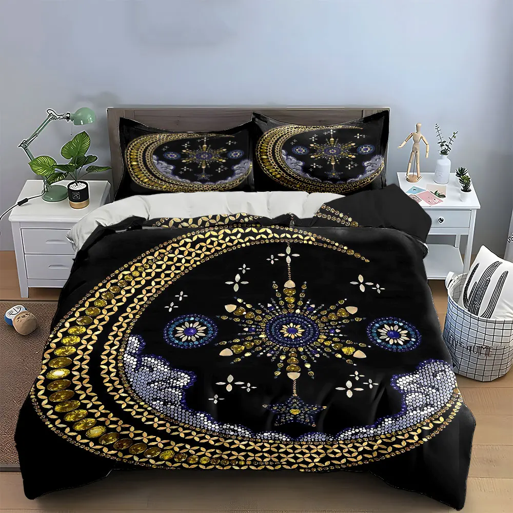 

Moon Star Diamond Painting Set Bedding Set with 1 Duvet Cover 2 Pillowcases Single Double King Queen, Gift