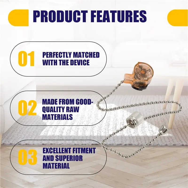 

Professional 2 Units Ceiling Fan Light Pull Chain Controls, E87438, 6 Amp 125 Volt With 11" Beaded Chains