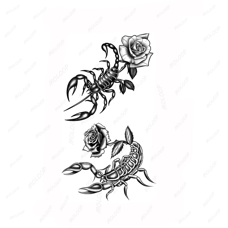 Tattoo Sticker Scorpion Tiger Eagle Snake Animal Rose Flower Temporary Waterproof Hand Arm Foot Makeup Body Art for Men Women