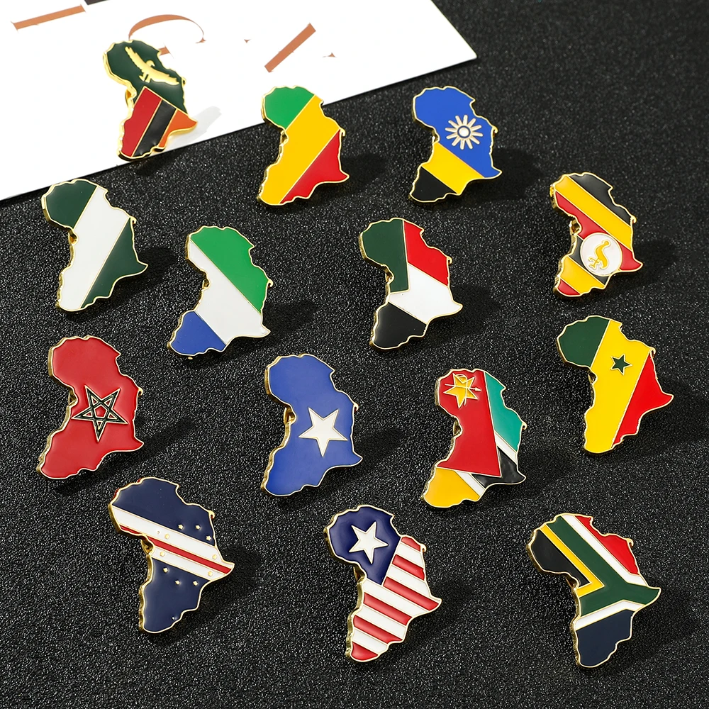 Creative Africa Map Enamel Brooches Pins Charms Jewelry Ghana Nigeria Congo Sudan Somalia Uganda Zimbabwe Countries Map Badge