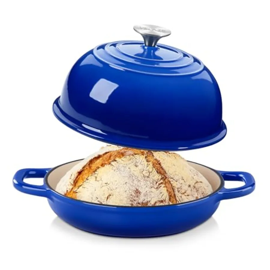 

Enameled Cast Iron Dutch Oven for Bread Baking, 5 QT Bread Oven Pot with Dome Lid for Crispy Artisan Bread and Bakery-Style Hom
