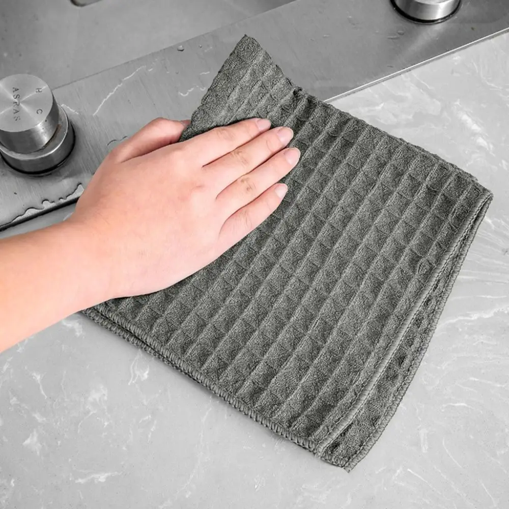 2Pcs 40x40cm Coffee Machine Cleaning Cloth Square Super Absorbent Waffle Weave Dish Cloths Durable Microfiber Cleaning Rag