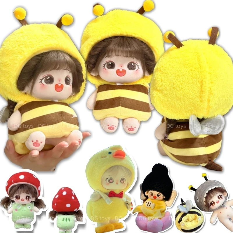 20cm Doll Cloth Trick Cosplay Doll Dress Stuffed Caroon Mushroom Frog Shark Bee Sakyamuni Hot Dogs Bag Cactus Plant Doll Toy