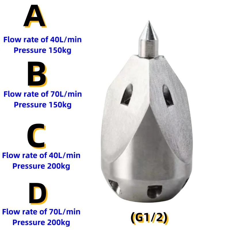 1/2 Internal Thread Sewer Cleaning Nozzle, Sludge Pipe Flushing Nozzle, Dredging Truck, Flow Rate Of 40L/70L