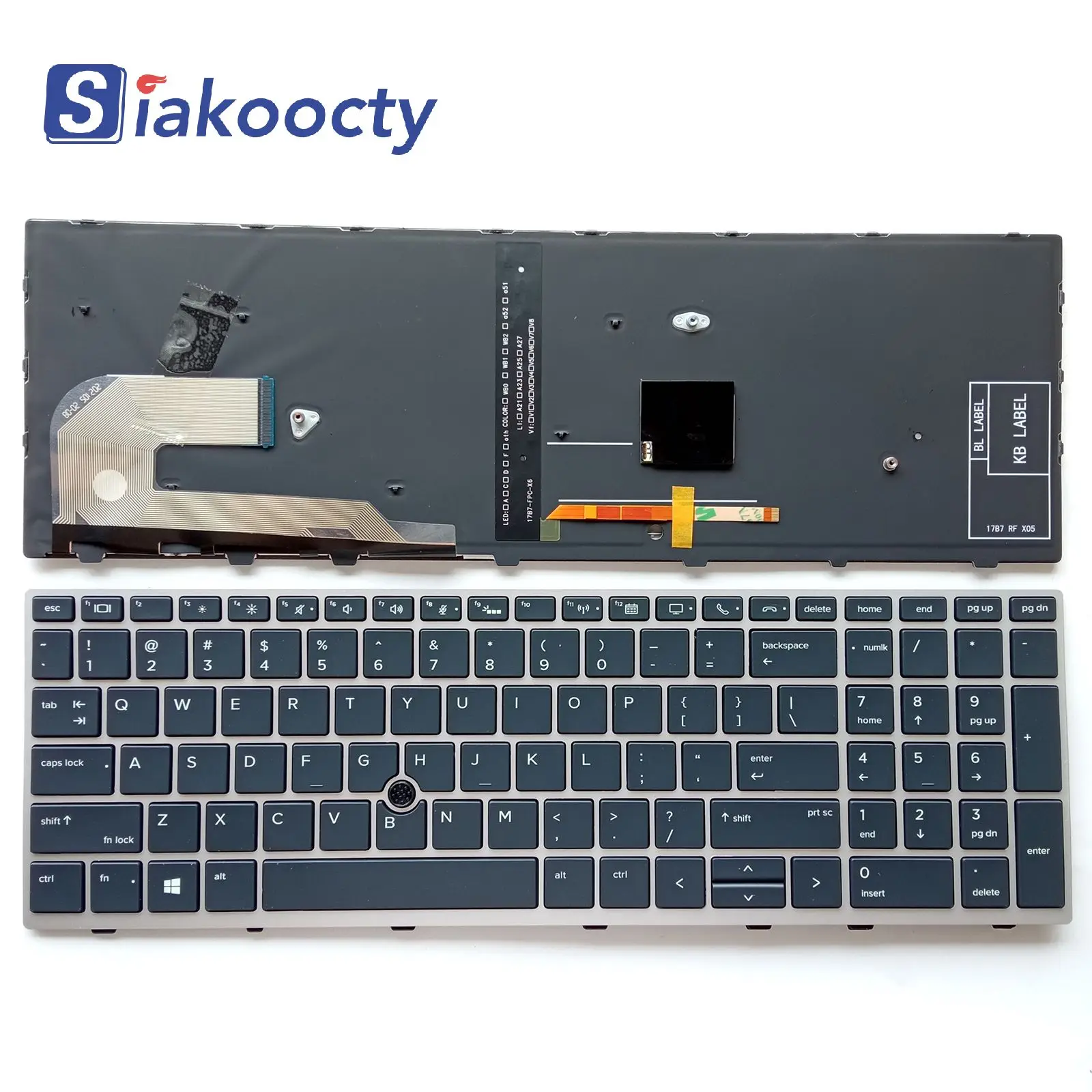 

New For HP Elitebook 755 G5 750 G5 750 G6 850 G6 850 G5 855 G5 Keyboard US with Backlit Pointer silver