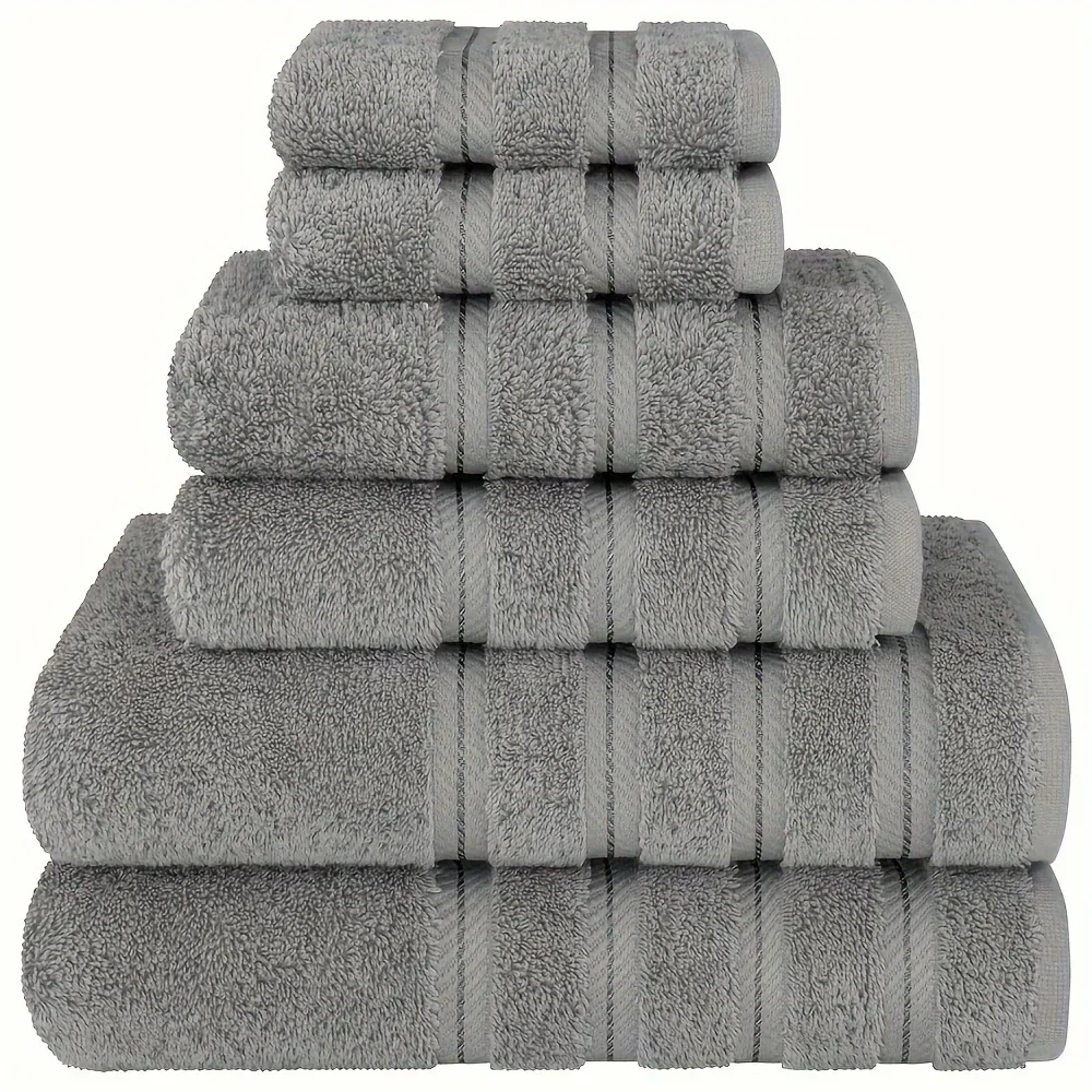 

6PCS Soft Linen Luxury towel Set, 2 Bath Towels 2 Hand Towels 2 Washcloths, Towels For Bathroom