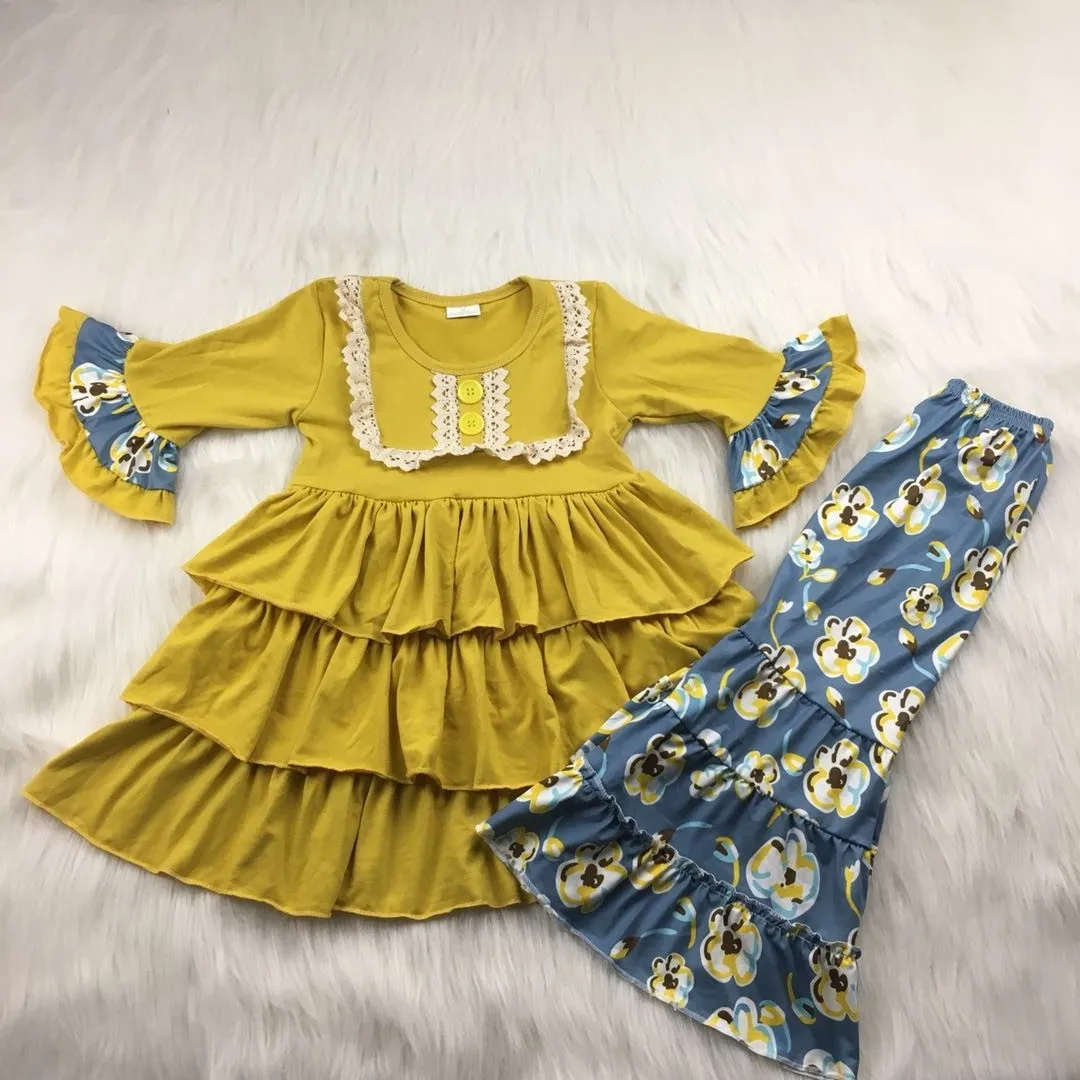 

Платье с длинными рукавами для девочек, костюм из брюк, хлопковая одежда, бутик одежды для девочек, уличная детская одежда