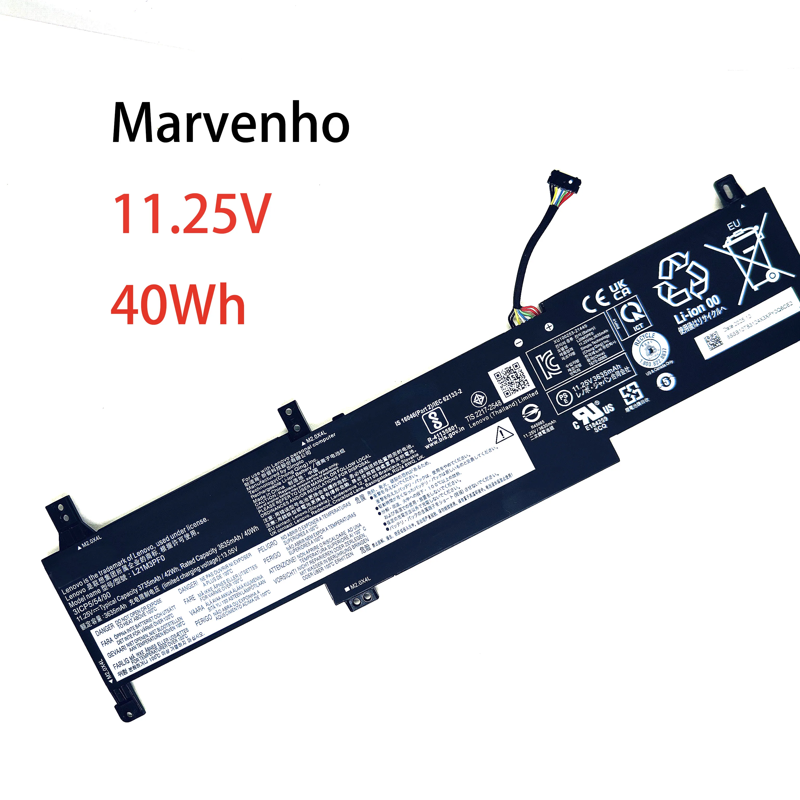 

Marvenho New 11.25V 3635mah 40wh L21M3PF0 L21C3PF0 L21M3PF1 Laptop Battery for Lenovo IdeaPad 1 14IGL7 15IJL7
