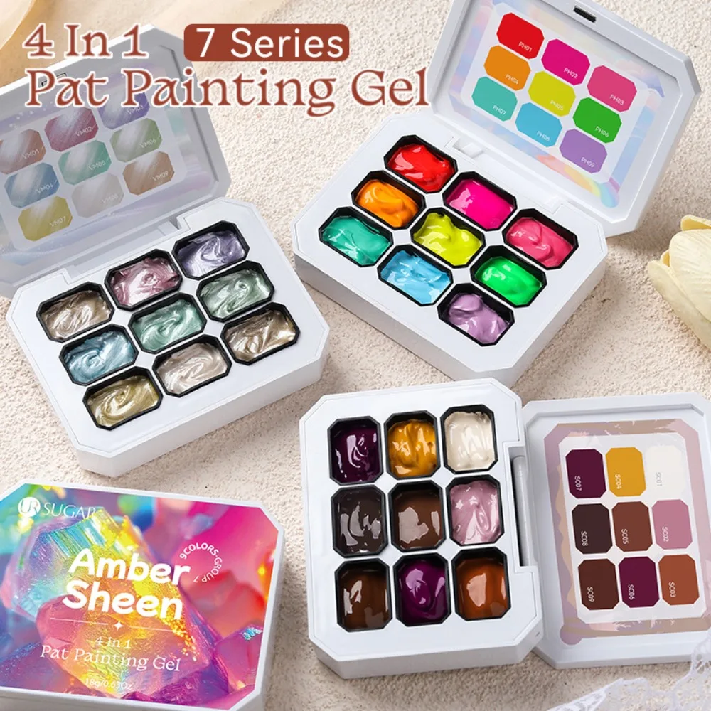 

9 Colors Macaroon Pat Painting Gel 4 In 1 Used For Gradient Nail Stamping UV LED Manicure Oil Painting Nail Salon-Y2K