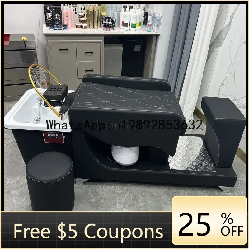 D28 BB Hair Salon Shampoo Chair Half Lying Flush Retro Salon Bed