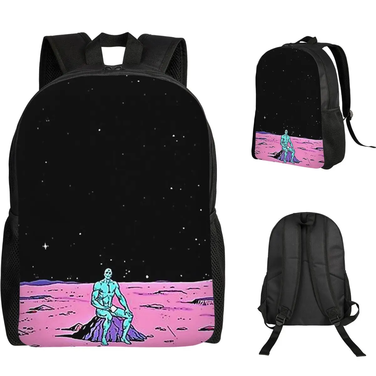 (Fixed) Dr. Manhattan Sitting On Mars (comic) Student Backpack School Bag Hiking Travel Daypack Fashion Bookbag Shoulder Bags