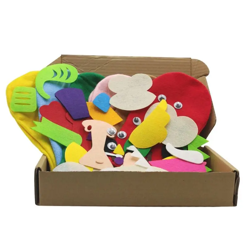 Excellent-Hand Puppet Making Kit Making Handicraft Felt For Children Make Your Own Sock Puppet