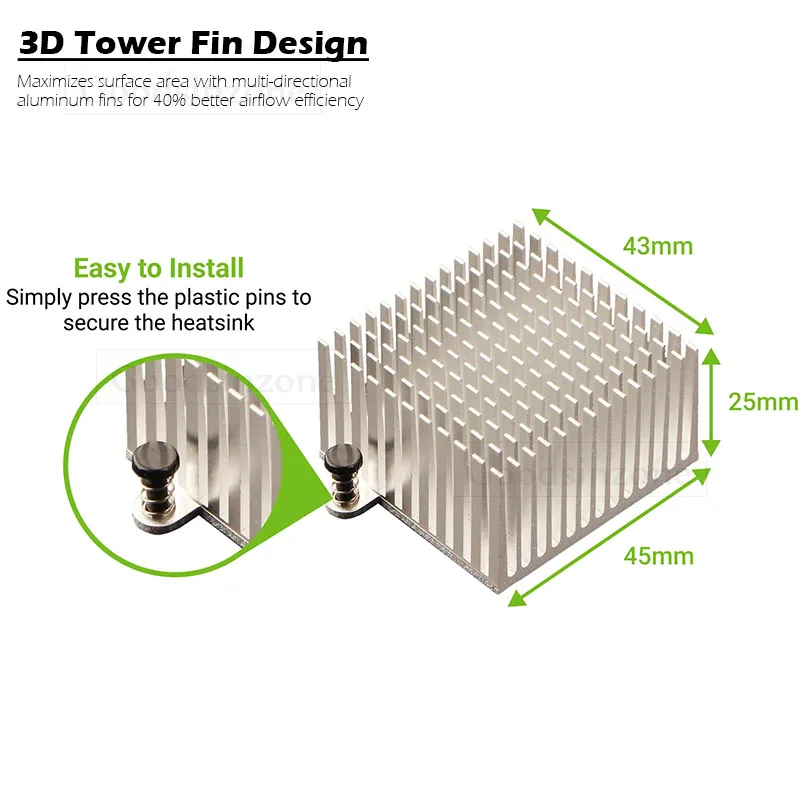 Radxa ROCK 5B/5B+/5T Tower Heatsink - 3D Fin Aluminum Cooler with Dual Thermal Pads