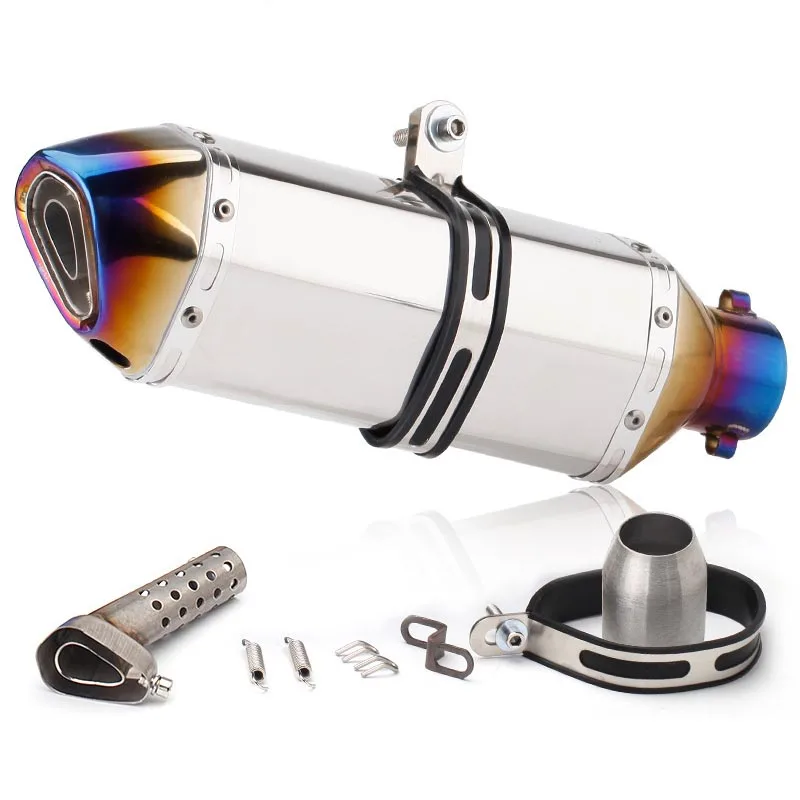 

Motorcycle Exhaust Stainless 470mm Hexagon Muffler with DB killer Tail Pipe 51mm For F850GS C650 SPORT C600 GT NINJA7 MT03 GSX8S