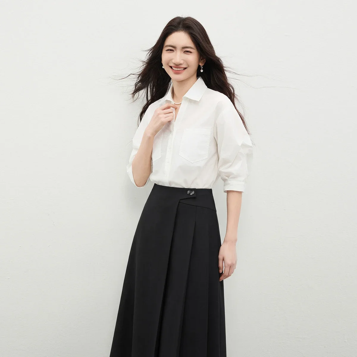 SENTUBILA Woman 2 Piece Set Summer Office Outfits 2026 Short Sleeve Cropped Shirt Midi Skirt Womens Matching Sets 762ZI7086Z
