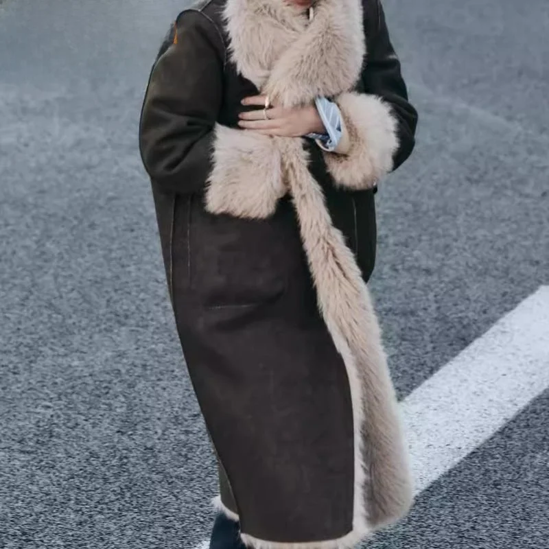 

Двустороннее длинное пальто-куртка женское осенне-зимнее: новинка, модная универсальная верхняя одежда, комфортный свободный крой