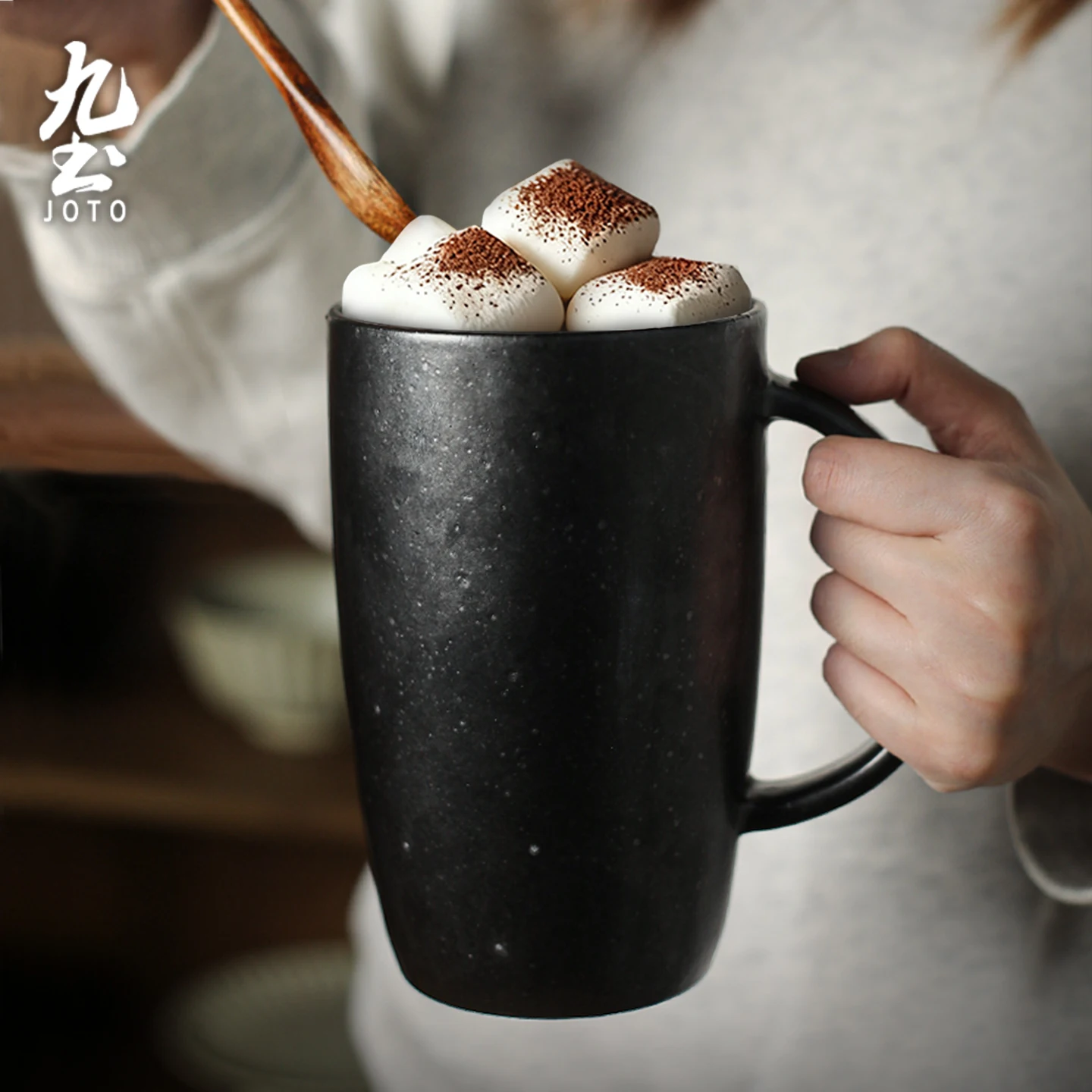 

JOTO Vintage Japanese-Style Rough Clay Mug - Large Capacity Ceramic Cup for Water, Coffee & Office Use CFR0163