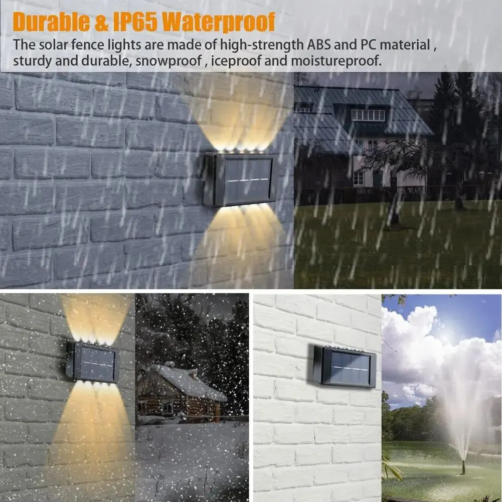 2 Stuks Outdoor Solar Led Deck Lights Ip65 Waterdicht Up Down Wandlamp Voor Patio Pad Trappen Tuin Hek Decor