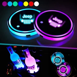 2pcs LED Car Water Cup Mat Drink Holder For Jeep Grand Cherokee XJ SRT Renegade Compass Wrangler JK TJ Patriot Trail Hawk