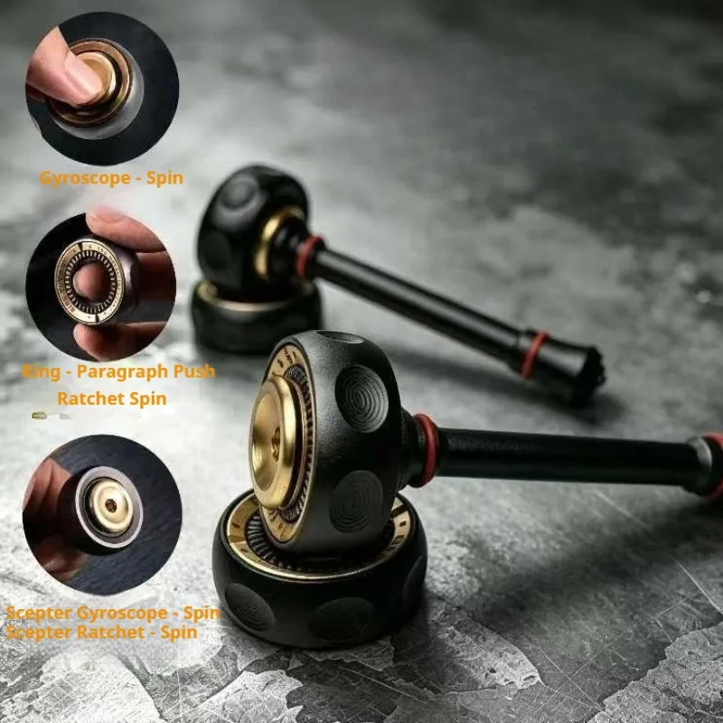 Scepter Fidget Spinner Paragraph Ring Mecha Transform Multi-functional EDC Metal Stress Relief Sensory Toy Easing Anti Anxiety