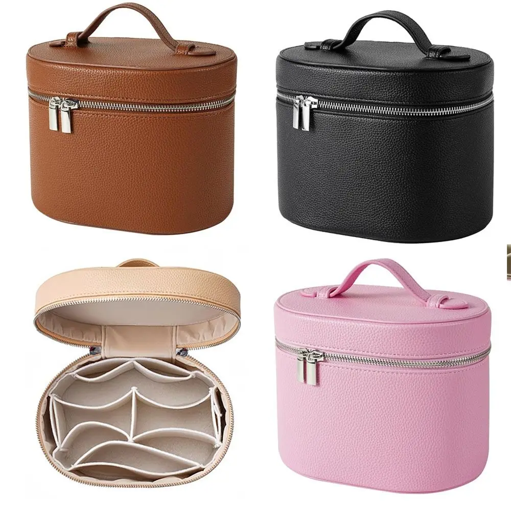 Large Capacity Cosmetic Box Internal Storage Box Waterproof Makeup Bag PU Leather Zipper Closure Travel Organizer Bag