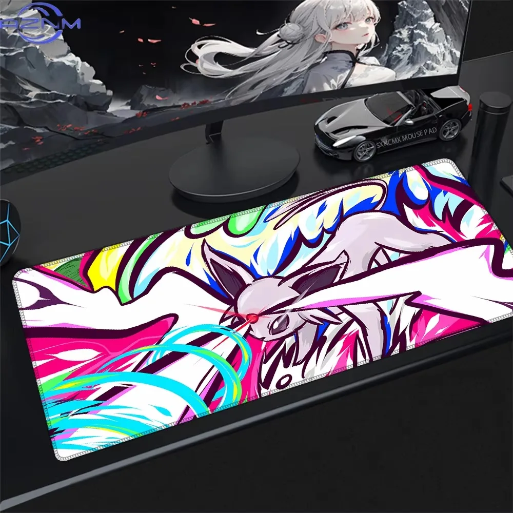 Pokemon Umbreon Moon Phase Large Gaming Mouse Pad Anime Non Slip Rubber Desk Mat Keyboard Table Mat for Game Office PC Decor