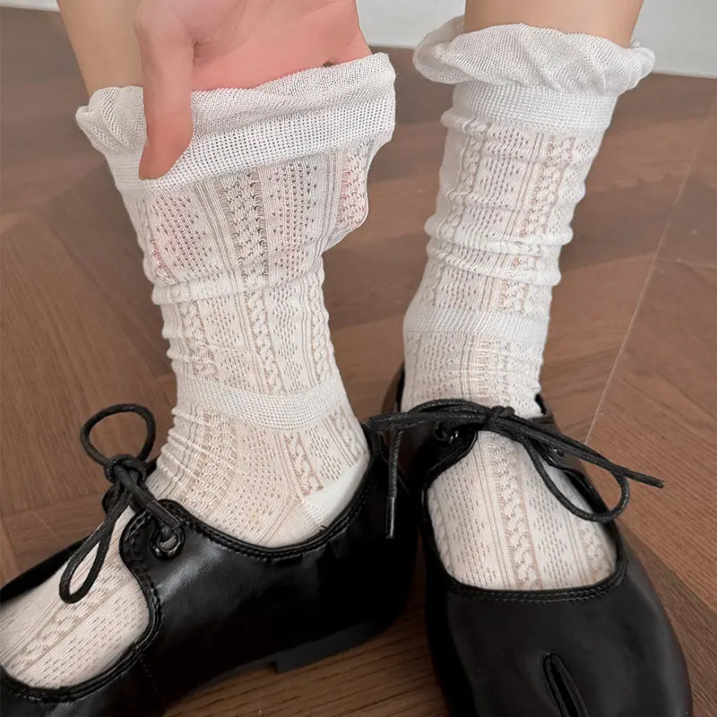 White Pure Cotton Thin Two-Toe Socks Women's Spring Summer Ballet Style Pig Hoof Shoes Separate Toe Socks Breathable Moisture...