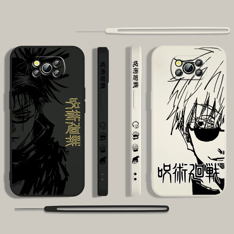 Anime Jujutsu Kaisen Cool For Xiaomi Poco Cover For X4 X3 F4 NFC M6 M5 M4 M3 GT S Pro 4G 5G Liquid Left Rope Phone Case